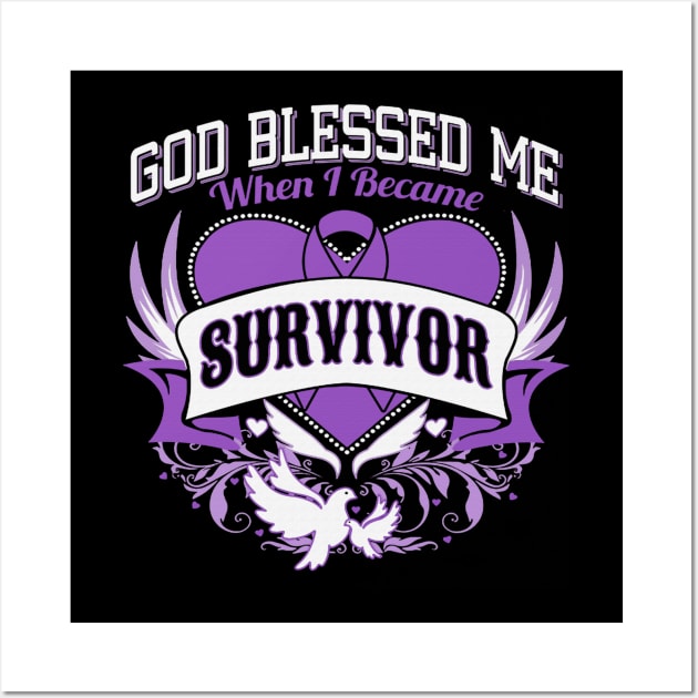 God Blessed Me When I Became Survivor Gastric Cancer Awareness Peach Ribbon Warrior Wall Art by celsaclaudio506